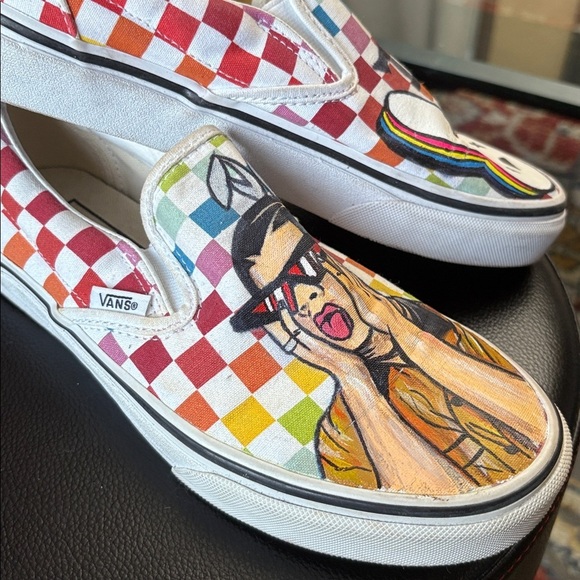 VANS “BAD BUNNY “🐰 Colorful Slip-On Sneakers with Cartoon Design size 7.5 women - Picture 4 of 7